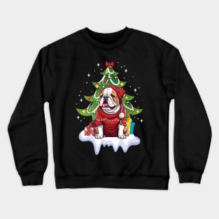 Merry Christmas Tree With Bulldog Dog Crewneck Sweatshirt